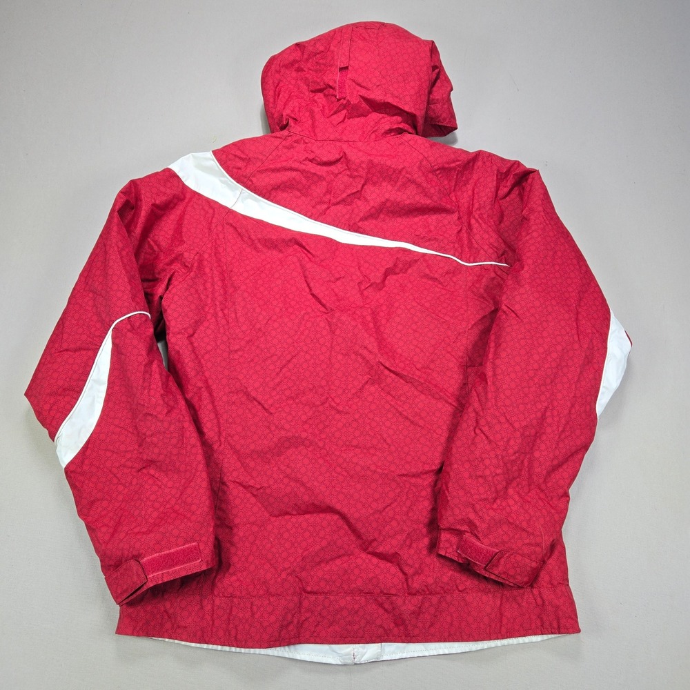 Columbia Ski Jacket Hooded Water Resistant Geometric Red White Womens Size S - Picture 2 of 9